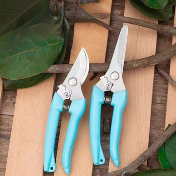 2 Piezas de Tijeras de Jardín (Azules), Set Premium de Tijeras de Poda, Cortaúñas y Cuchillas Rectas para Jardinería, Acero al Carbono Afilado, Tijeras Florales para Recortar Flores, Plantas y Bonsái, Ideales para Frutas