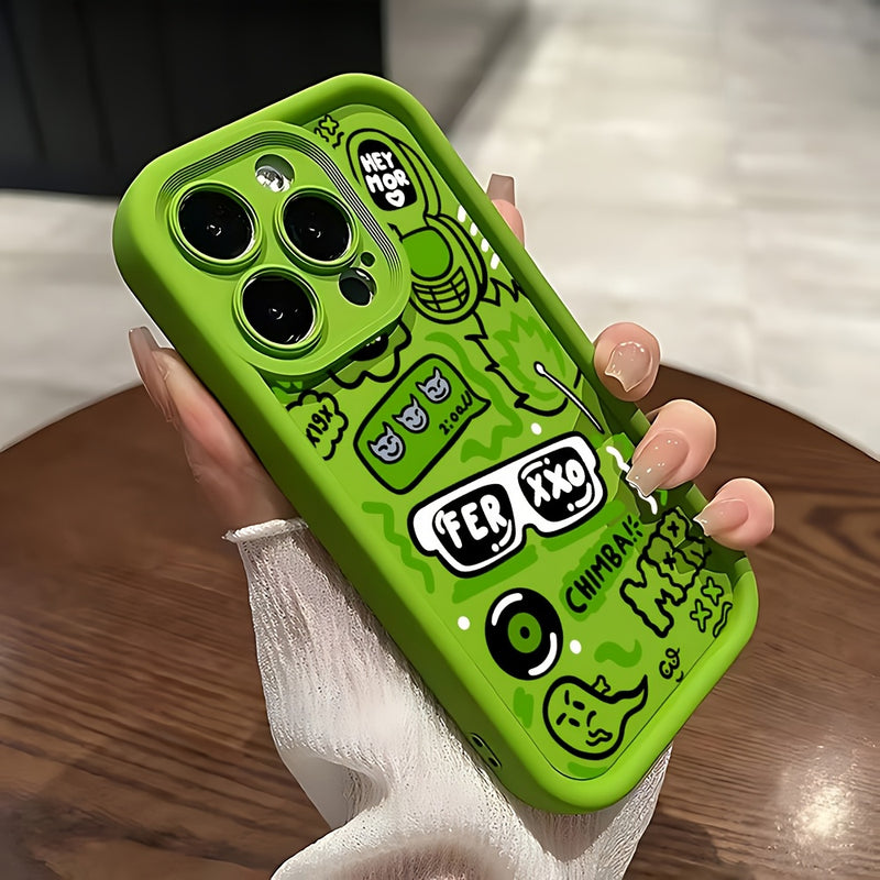 1 Funda de Teléfono Creativa con Patrón en Verde Bambú para iPhone 11, 12, 13, 14, 15, 16, iPhone 16, 15, 14, 13, 12, 11 Pro Max, XS, XR, X, 7, 8 Plus, SE, 13 Mini. Regalo Perfecto de Navidad y Halloween para Novia, Novio o Amigos