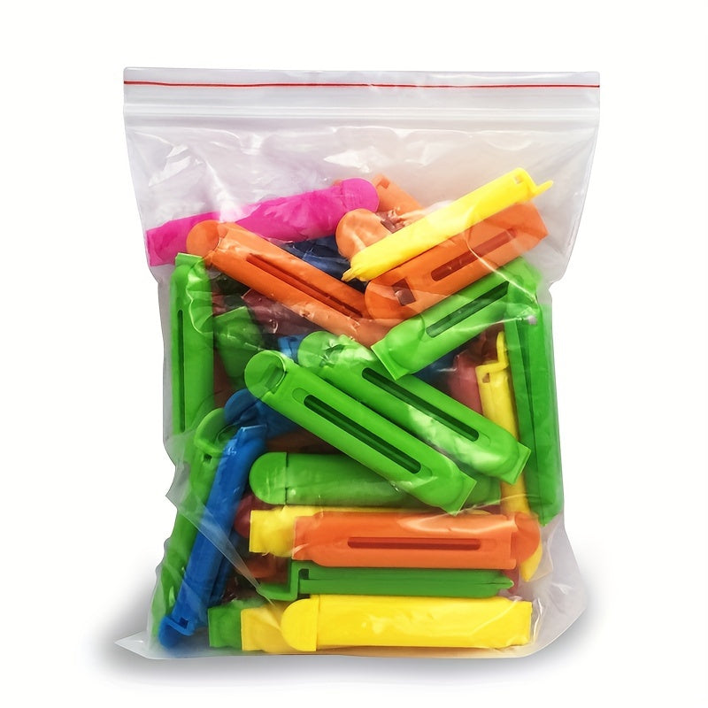 50 piezas de pinzas de plástico PP duraderas de 7.01 cm para bolsas de alimentos, selladores de frescura, multicolor, para snacks y cocina, a prueba de humedad y fáciles de usar, pinzas para bolsas de comida