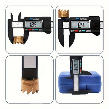 Calibre Digital de Precisión 6 Pulgadas/4 Pulgadas - Esfera de Fibra de Carbono, Herramienta de Medición Micrómetro Vernier con Batería No Recargable