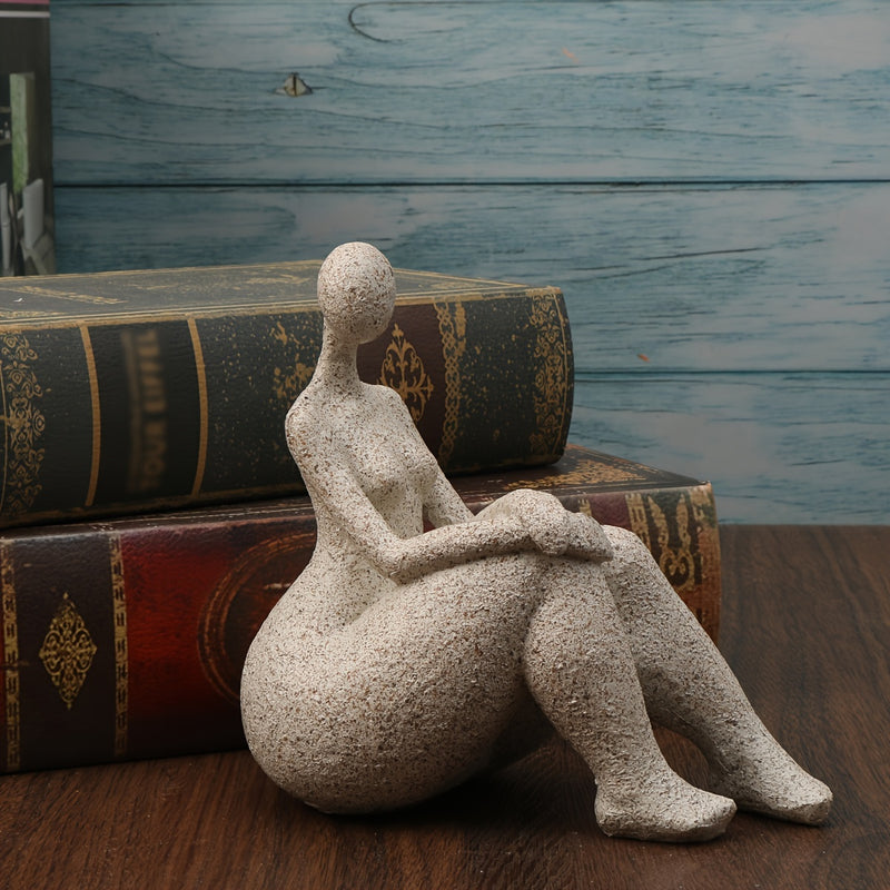 Estatuilla de mujer con curvas de resina y piedra arenisca, adecuada para la decoración de la sala de estar, el dormitorio o el vestíbulo - No requiere electricidad