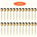12/24 piezas de juego, elegante cuchara de postre de acero inoxidable dorado, -Se puede utilizar para café, cuchara de sopa y más, apto para lavavajillas, perfecto para uso doméstico o en restaurantes.