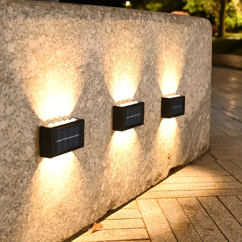 2 espejos convexos solares para pared, luces decorativas para exteriores, ideal para decorar villas, jardines y patios, luces de paisaje sin cables y sin costo de electricidad