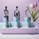 Conjunto de 3 Figuras Abstractas de Resina en Diversas Posiciones Sentadas, Estatuas de Arte de Calidad para Decoración del Hogar y del Sitio, Decoración Interior DIY, Grupo, Estatua de Figura