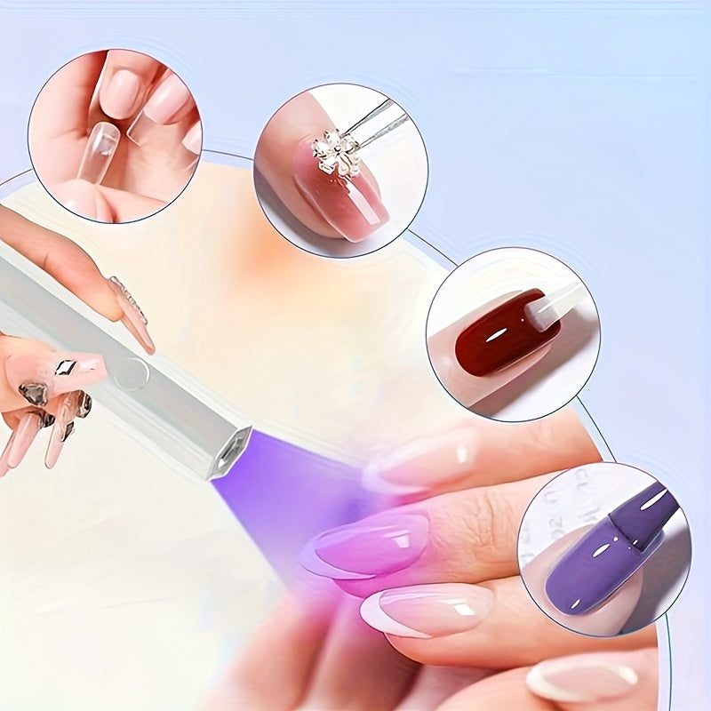 Lámpara de uñas portátil FEIYBA - Recargable por USB, activación de luz con un solo clic, diseño compacto para esmalte de uñas de secado rápido, fuente de luz segura, ideal para manicuras y pedicuras, lámpara de uñas para uñas, herramienta de manicura, h