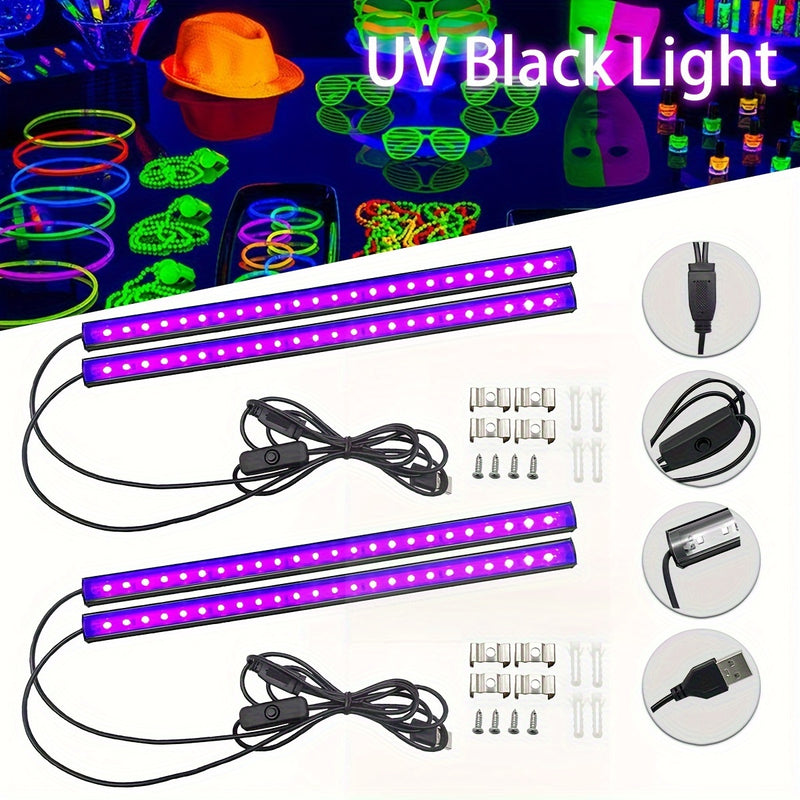 Tira de LED de luz negra UV, 1 metro de aleación de aluminio metálico, alimentada por USB, voltaje de funcionamiento de 5 V, fuente de luz LED para decoración, no requiere batería - Ideal para Halloween, Navidad, fiesta de cumpleaños, pintura corporal, c