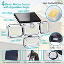 Luz solar para exteriores, 333 LED, con sensor de movimiento, 3 modos con control remoto, luz solar de 4 cabezales, ideal para patio, cochera, porche, jardín, luz solar de pared de 4 cabezales con 333 LED y 3 modos de efecto de luz