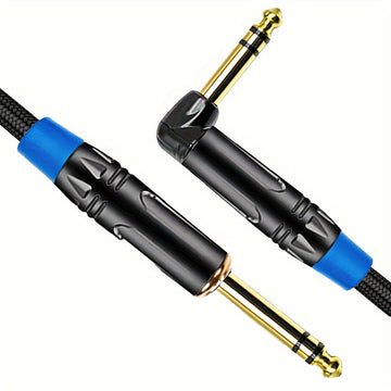 2pcs Cable de Instrumento TRS de Alta Calidad de 1/4 Pulgada - Ángulo Recto y Recto Macho a Macho Interconexión de Audio Estéreo, Jack de 6.35mm Chapado en Oro para Sonido Cristalino - Compatible con Bajo, Teclado, Mezclador, Amplificador - Duradero, Fle