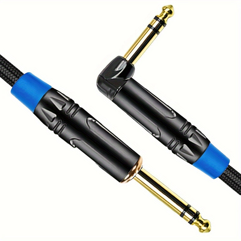 2pcs Cable de Instrumento TRS de Alta Calidad de 1/4 Pulgada - Ángulo Recto y Recto Macho a Macho Interconexión de Audio Estéreo, Jack de 6.35mm Chapado en Oro para Sonido Cristalino - Compatible con Bajo, Teclado, Mezclador, Amplificador - Duradero, Fle