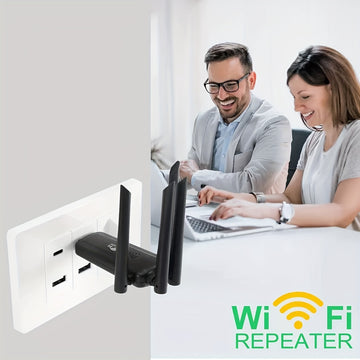 Repetidor de WiFi USB de Alta Velocidad con 4 Antenas, Amplificación Súper de Señal de 300Mbps, y Blanco, Conexión Directa SSD para una Potente Señal WiFi, Ideal para Oficinas, Edificios Altos y Áreas de Internet Débiles, Conectividad en la Oficina | Red