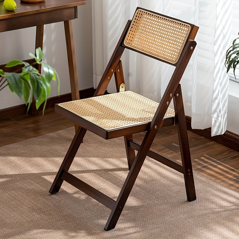 1 pieza, silla plegable de alta calidad para sala de estar y comedor con respaldo, ligera y portátil, cómoda y duradera, diseño que ahorra espacio, estructura de bambú sólido - estable y duradera (puede soportar 149,69 kg) Fácil de limpiar - Muy adecuada