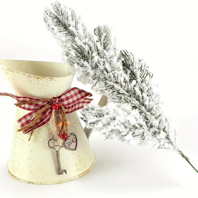 Elección popular] 10 ramas artificiales de pino con efecto nevado, ramas de pino falsas con escarcha para árbol de Navidad, coronas, guirnaldas y decoración navideña, ramitas, esprays y manualidades