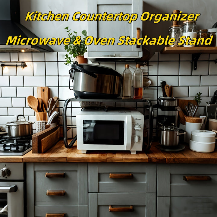 1 pieza Nuevo Estante de Almacenamiento Metálico, Suministros para el Hogar y Cocina, Organizador de Muebles, Estantería para Encimera, Soporte para Arrocero, Estante para Horno