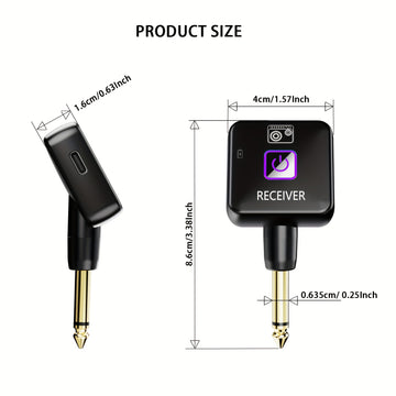 Mini Sistema Inalámbrico de Guitarra de 2.4GHz con Batería Recargable y Transmisor-Receptor de 4 Canales de Señal para Guitarra, Bajo y Otros Instrumentos Eléctricos