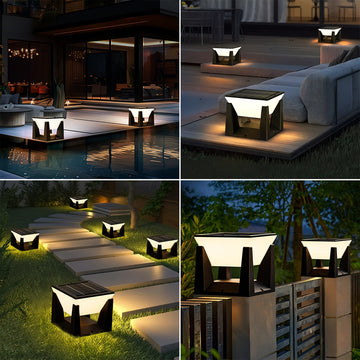 Lámparas de pared solares Amaryllis para exteriores - Blanco y negro, plástico duradero, iluminación de paisaje eficiente en energía para hogar y jardín, batería de litio cargada por energía solar, capacidad, iluminación exterior | Lámparas de pared mode