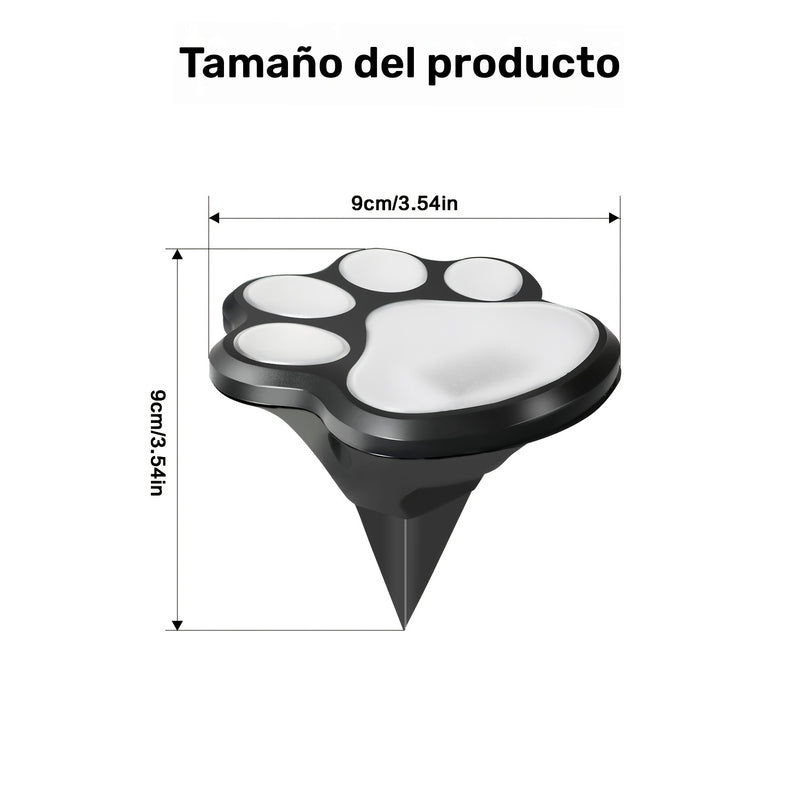 4 unidades de luces de huellas de pata solar para jardines, luces de jardín solar, luces de camino para exteriores para gatos y perros, luces LED de calle blanco cálido/blanco frío, adecuadas para patios, jardines, caminos y jardines, también ideales par