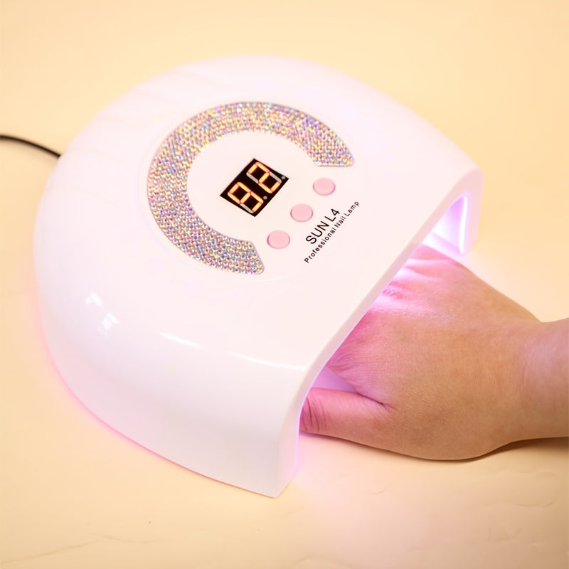 Lámpara LED para uñas con sensor inteligente y pantalla LCD - Lámpara de secado rápido de esmalte en gel de alta potencia, portátil con USB, luz LED para uso en casa y salón, sin olor, blanca, dispositivo con USB, diseño compacto, plástico duradero, para