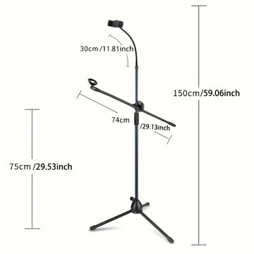 Soporte ajustable para micrófono de teléfono y tableta - Tripode flexible con rotación de 360 grados, se adapta a dispositivos de 4,7" a 12", ideal para transmisiones en vivo y grabación de música, material de hierro negro