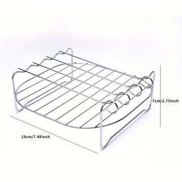 Accesorios multifuncionales para freidora de aire: rejilla de acero inoxidable de doble capa para cocinar al vapor con 1 estante y 4 brochetas para comidas perfectamente cocinadas