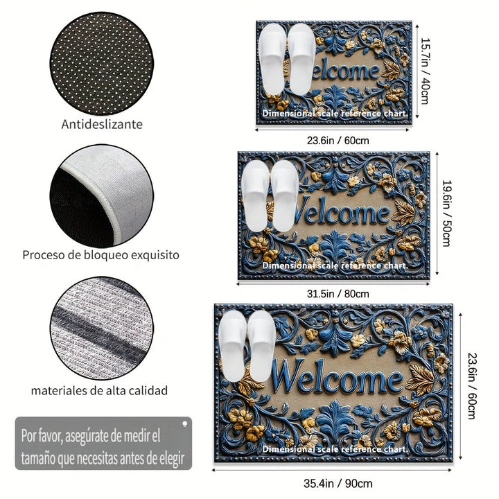 Felpudo de Bienvenida con Líneas Abstractas Chic - Patrón Botánico, Antideslizante y Lavable a Máquina, Alfombra de Poliéster para Decoración del Hogar y Exterior - Perfecto para Entrada, Dormitorio, Balcón - Regalo Ideal de Navidad