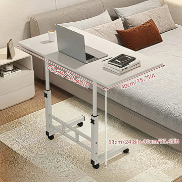 Mesita de Noche Ajustable con Ruedas - Escritorio Moderno y Plegable para Hogar, Oficina o Dormitorio, Madera Duradera y Metal Resistente, Fácil Montaje, Diseño Contemporáneo, Ahorra Espacio