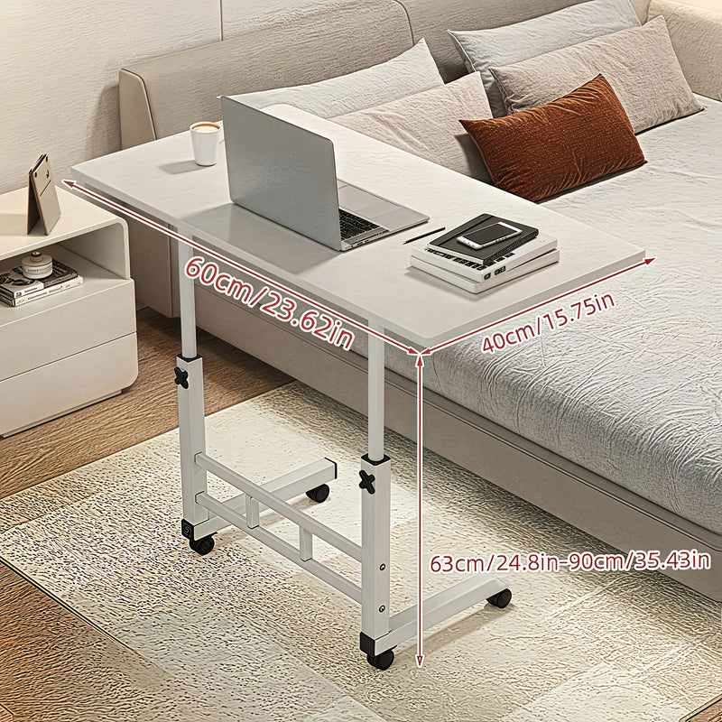 Mesita de Noche Ajustable con Ruedas - Escritorio Moderno y Plegable para Hogar, Oficina o Dormitorio, Madera Duradera y Metal Resistente, Fácil Montaje, Diseño Contemporáneo, Ahorra Espacio