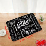 1 pieza, alfombrilla de pila larga con diseño "Me encanta mi familia" con ilustraciones negras y blancas, lavable en máquina, poliéster, ideal para decoración de cocina o entrada.