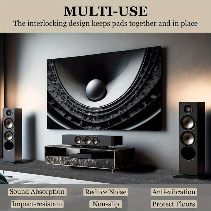 Conjunto de batería de alta calidad 2/4 de alta densidad Alfombra de espuma antirruido interbloqueable - Gruesa, Antideslizante y Absorbente de choques - Gris