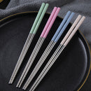 4 pares de palillos de acero inoxidable, palillos antideslizantes reutilizables, aptos para lavavajillas, regalo