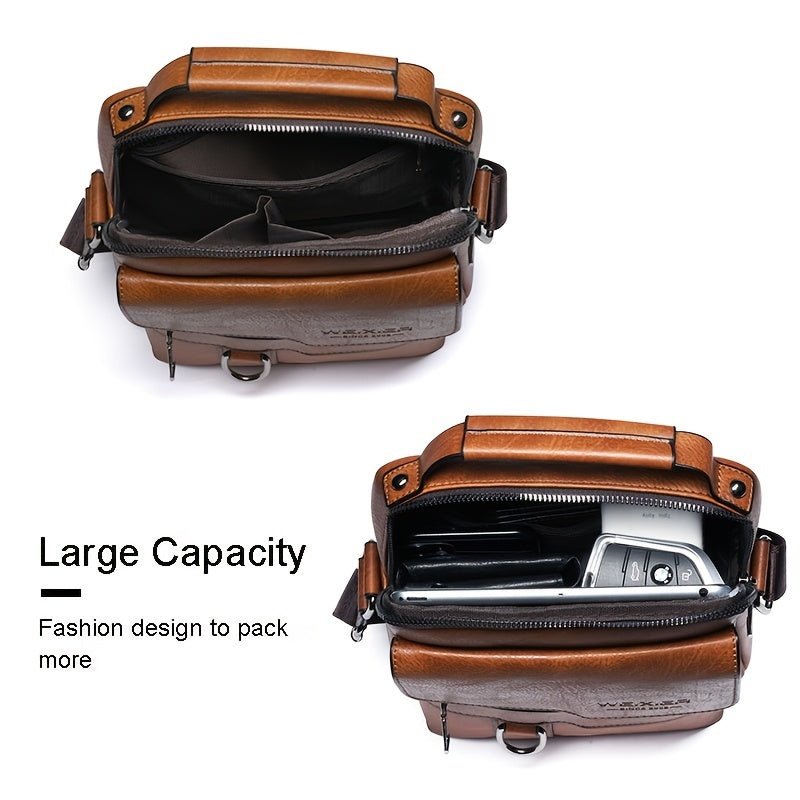 Bolso de mensajero de cuero auténtico para hombre, estilo vintage, bolso de negocios