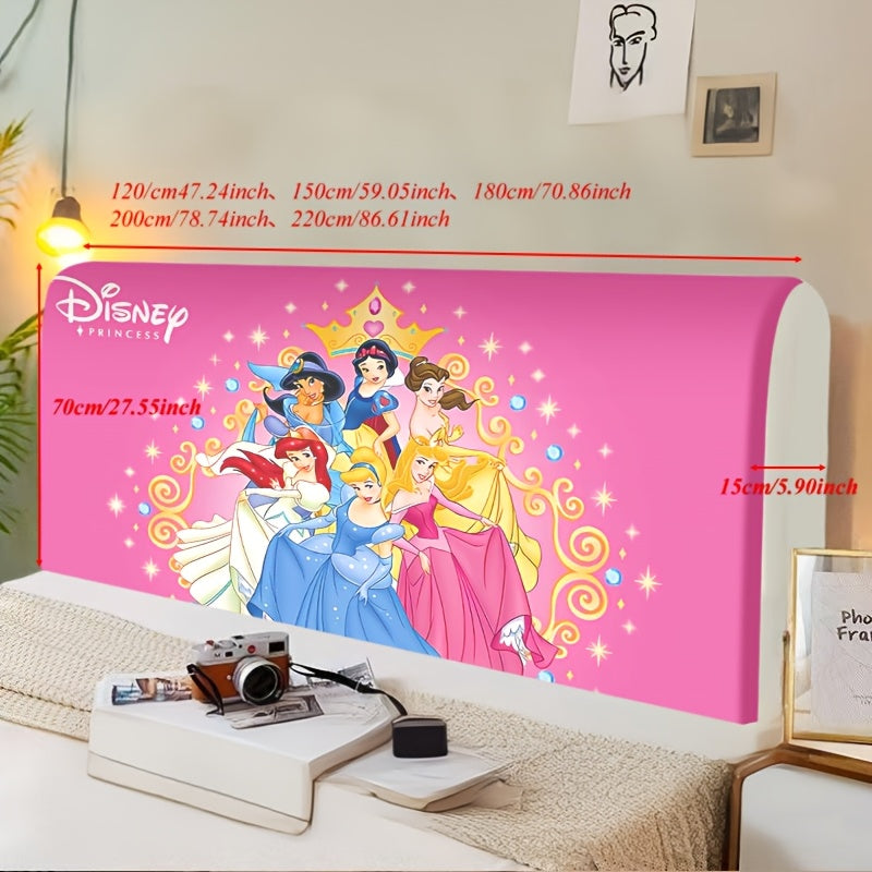 Fundido de Cabeza de Cama Princesa Disney 1 pieza - Impresión Digital Elegante, Rosa con Purpurina y Estrellas, Tela de Poliéster para Todas las Estaciones, Perfecto para la Decoración de Habitaciones Infantiles, Decoración de Cama