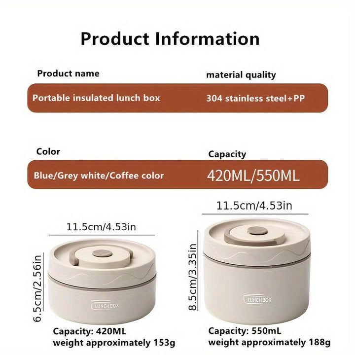 Caja de almuerzo portátil aislada de microondas de varias piezas, juego de contenedores de alimentos con contenedor de almuerzo de acero inoxidable 304 independiente, con función de aislamiento, para regresar a la escuela.
