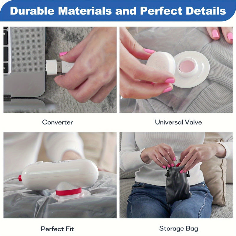 1 pieza, mini aspirador eléctrico de viaje, bomba de vacío, con enchufe USB, para bolsas de comida con cremallera, adecuado para viajes, vacaciones, cocina, y otros tipos de sellado y conservación de objetos, que pueden extender la vida útil de los alime