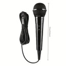 Micrófono Profesional Portátil, Negro, Cableado, Bobina Móvil, Multifunción, con Conector Jack de 6,35 mm, para Cantar, Karaoke, Conferencia de Video, Transmisión, Voz, Percusión, Viento, Cuerdas y Instrumentos de Cuerda Pulsada