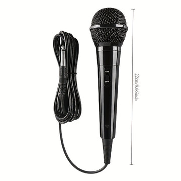 Micrófono Profesional Portátil, Negro, Cableado, Bobina Móvil, Multifunción, con Conector Jack de 6,35 mm, para Cantar, Karaoke, Conferencia de Video, Transmisión, Voz, Percusión, Viento, Cuerdas y Instrumentos de Cuerda Pulsada