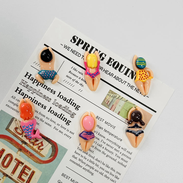 6 Imanes de Nevera Mujer Nadando, Decoración Navideña para Verano y Playa, Accesorios para Pizarra Blanca y Lavavajillas, Adhesivos Duraderos para Hogar