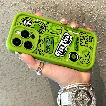 1 Funda de Teléfono Creativa con Patrón en Verde Bambú para iPhone 11, 12, 13, 14, 15, 16, iPhone 16, 15, 14, 13, 12, 11 Pro Max, XS, XR, X, 7, 8 Plus, SE, 13 Mini. Regalo Perfecto de Navidad y Halloween para Novia, Novio o Amigos