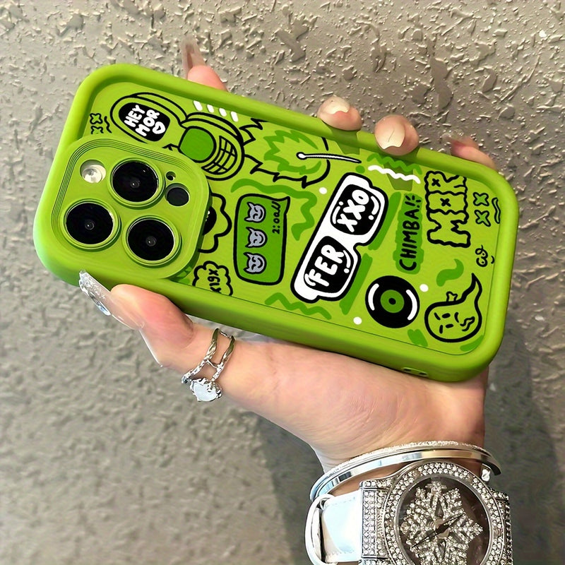 1 Funda de Teléfono Creativa con Patrón en Verde Bambú para iPhone 11, 12, 13, 14, 15, 16, iPhone 16, 15, 14, 13, 12, 11 Pro Max, XS, XR, X, 7, 8 Plus, SE, 13 Mini. Regalo Perfecto de Navidad y Halloween para Novia, Novio o Amigos