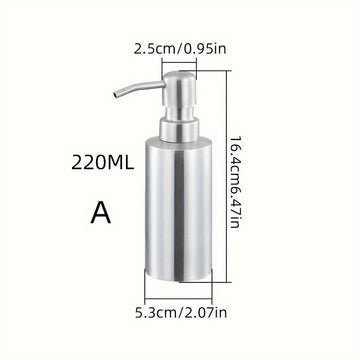 Botella de dispensador vacía de acero inoxidable, botella de dispensador recargable con bomba para loción, gel de ducha, champú y acondicionador, accesorios de baño de hotel