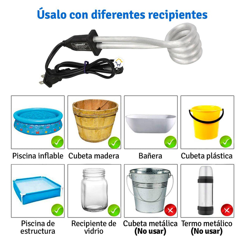 Calentador de Agua 480 W Resistencia Eléctrica Electrodo Inmersión SB-608