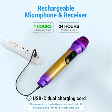 108 colores 2 SKUs Heikuding Micrófono inalámbrico inalámbrico - Conector de 6,35 mm, clip, control de volumen, USB y batería de litio recargable, diseño de diafragma pequeño para transmisión en vivo, podcasting, grabación de voz, herramienta de grabació