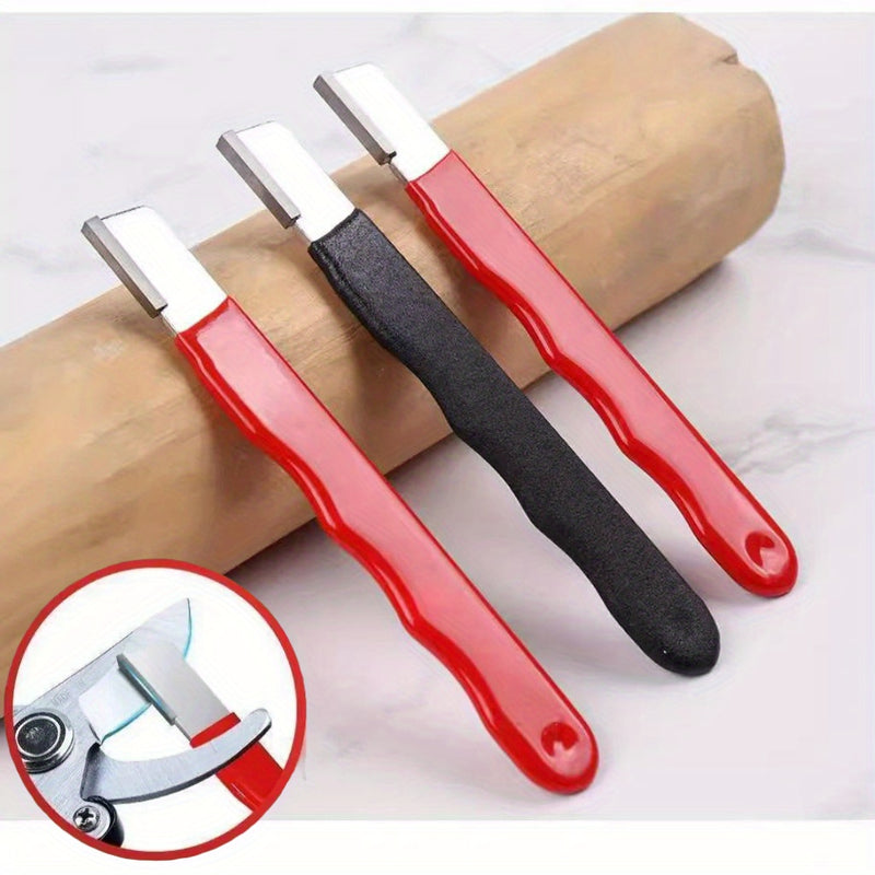 Juego de afilado de cuchillos profesional de 2 piezas, material de aleación duradera, diseño de mango ergonómico, adecuado para tijeras de cocina y jardín, afiladores manuales de metal, herramienta de reparación de cuchillas, no requiere electricidad.