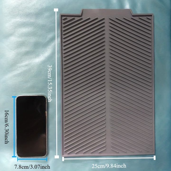 Estera de secado de platos de silicona - 1pc Alfombrilla de drenaje multifuncional con agujero para colgar, fácil de limpiar, impermeable, resistente al calor, estera plegable para mostrador de cocina, segura para lavavajillas