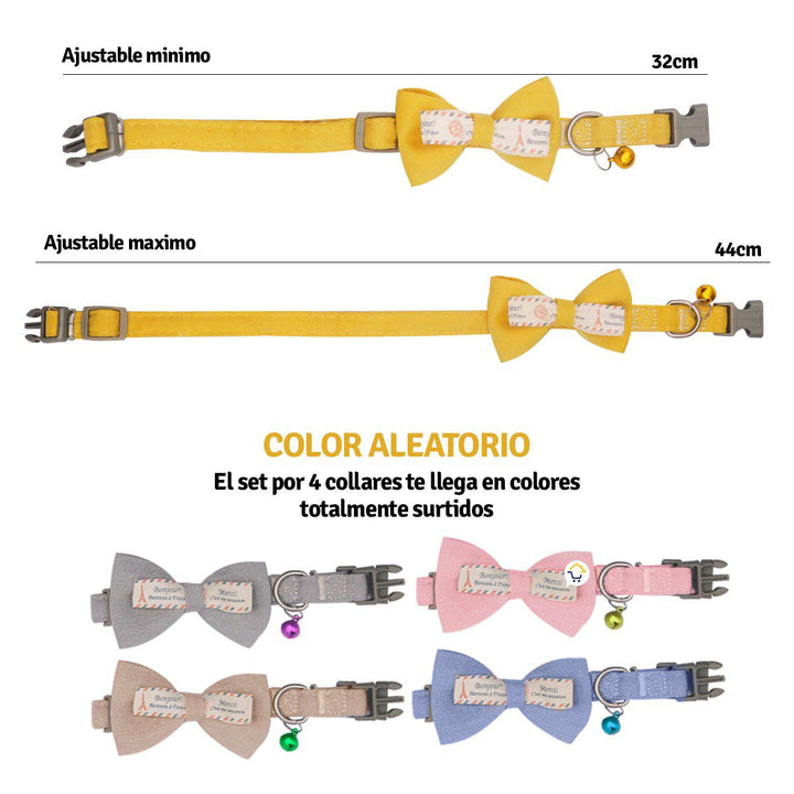 Collar Corbatín Con Cascabel Perros Gatos Correa Mascotas MAS44