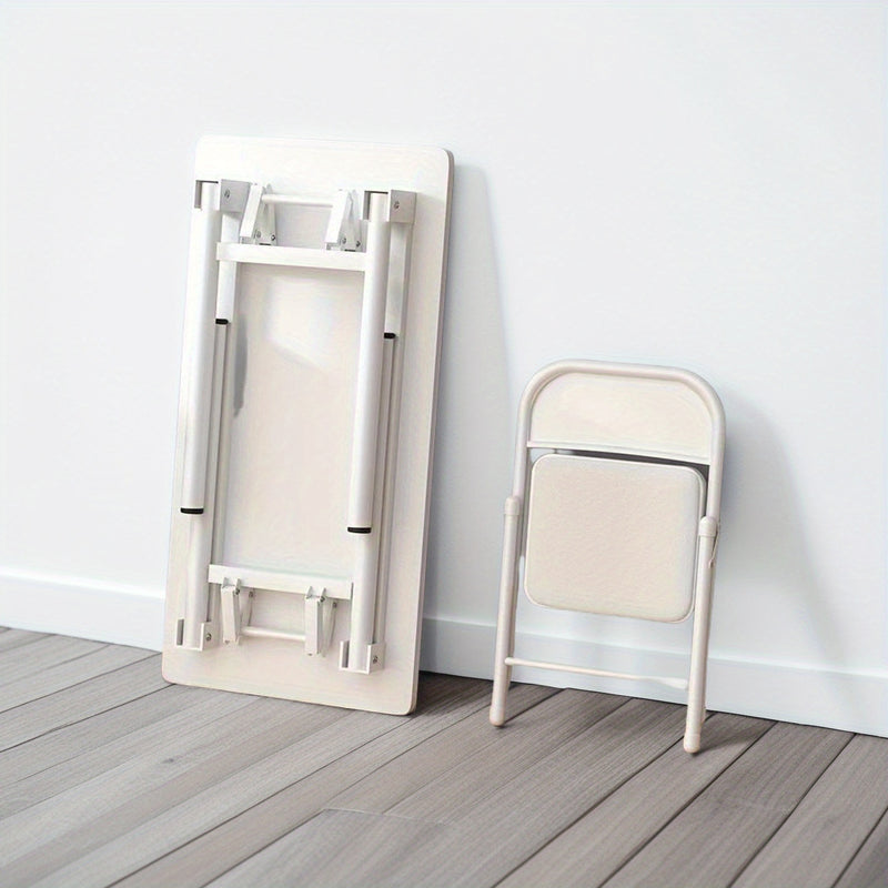 Escritorio plegable para computadora incluye silla, diseño compacto para hogar, dormitorio y espacios pequeños, estilo moderno, simple y elegante, adecuado para todas las estaciones.