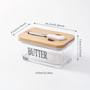 1 Juego de mantequillera de vidrio con tapa de madera de acacia YumiPLUS, caja de almacenamiento de mantequilla de vidrio grueso con diseño, para cocina casera, recipiente grande para mantequilla, protector de galletas, regalo ideal para amigos y familia