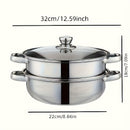 Set de vaporizador de acero inoxidable - 1 pieza de doble capa, diseño engrosado, compatible con inducción y estufa de gas, ideal para cocinar y hostelería, uso adulto