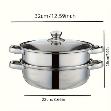 Set de vaporizador de acero inoxidable - 1 pieza de doble capa, diseño engrosado, compatible con inducción y estufa de gas, ideal para cocinar y hostelería, uso adulto