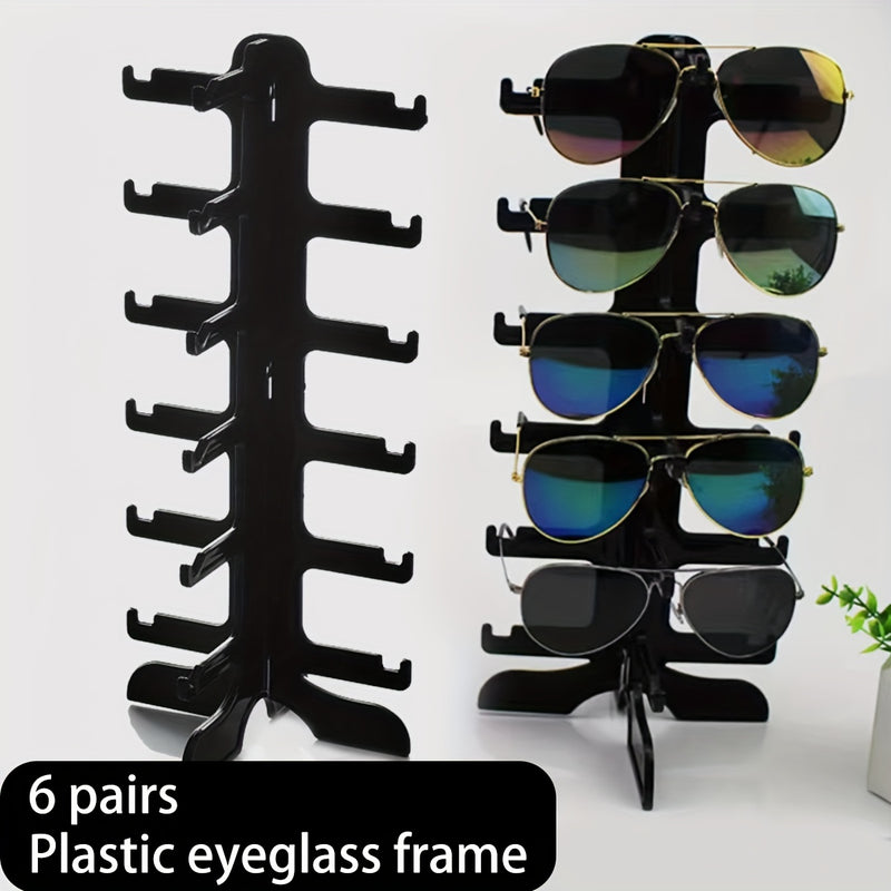 1pieza Negro 6 Pares de Soporte de Gafas de Plástico para Hombre y Mujer, Almacenamiento de Gafas de Sol, Soporte de Visera, Almacenamiento de Gafas en el Mostrador de la Tienda, Torres de Joyería
