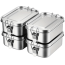 Caja de almuerzo cuadrada de acero inoxidable 304, gran capacidad, capa única, con hebilla, compartimentada, caja de bento, estudiante, cuadrada, al aire libre, estilo americano, frescura Bo, regreso a la escuela